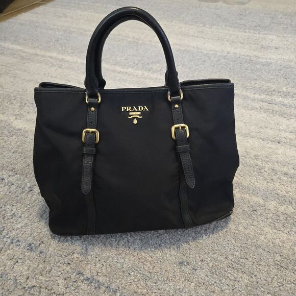 Prada Tote Bag  Black Nylon Habdbag Shoulder Bag - Picture 1 of 16